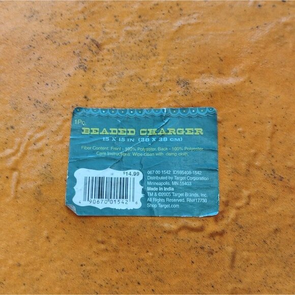 Vintage 2005 Target Halloween Beaded Charger 15 X 15 Pumpkin Jack O Lantern - Picture 5 of 8